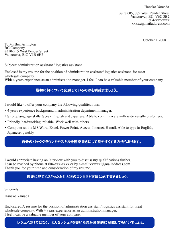 カバーレター サンプル2